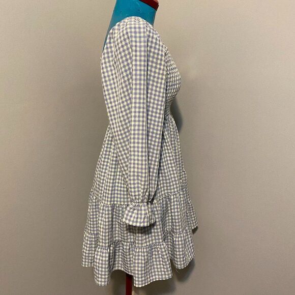 Blue B Collection Smocked Gingham Ruffled Mini Dress Size S - Picture 2 of 11